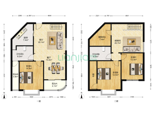 南郊花园东区 3室2厅2卫 157平方
