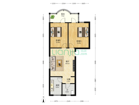 党派团体宿舍 2室1厅1卫 71平方