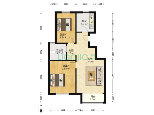 保盈家园 2室1厅1卫 91平方
