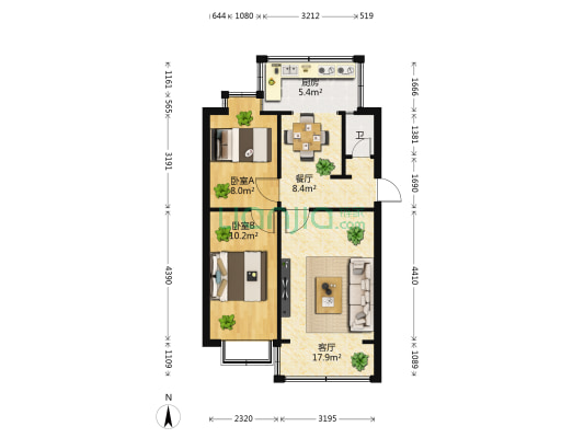 云南省建科院 2室2厅1卫 49平方