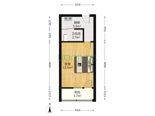 长联大厦 1室0厅1卫 40平方