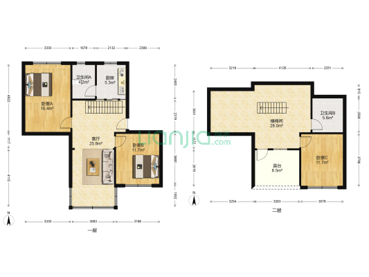 大观亭社区 3室1厅2卫 119平方