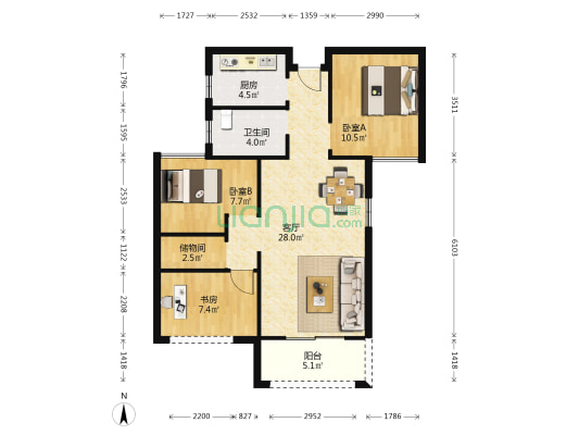 星语林·南壹号 3室1厅1卫 89平方