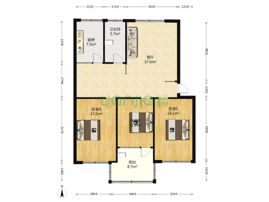 兴华苑小区 3室1厅1卫 130平方