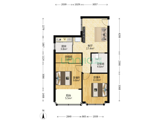 怡桂苑 2室1厅1卫 80平方