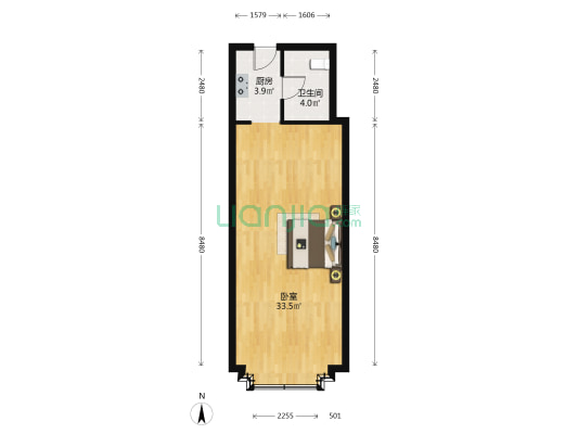 绿地摩登公馆 1室0厅1卫 58平方