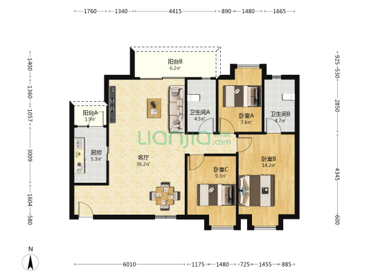 大塘二期新社区 3室1厅2卫 112平方