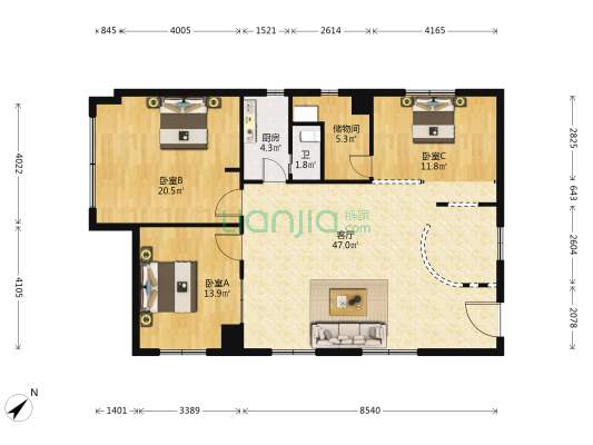 延平大厦 3室1厅1卫 152平方