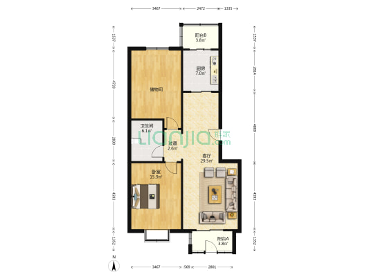炎黄园 1室1厅1卫 104平方