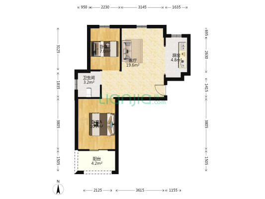 慈馨家园 2室1厅1卫 68平方