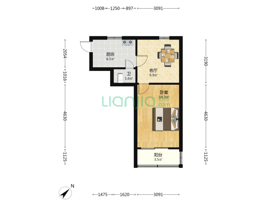造船二村 1室1厅1卫 44平方