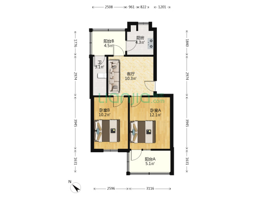 徐家棚街武北村 2室1厅1卫 60平方