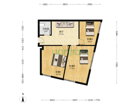 九州大厦·驭城 3室1厅1卫 97平方
