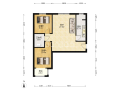 此房满五唯一 户型方正，朝南两居室 带装修 采光好-涿州北京理想城户型图