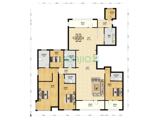 恒大天鹅湾 4室2厅4卫 290平方