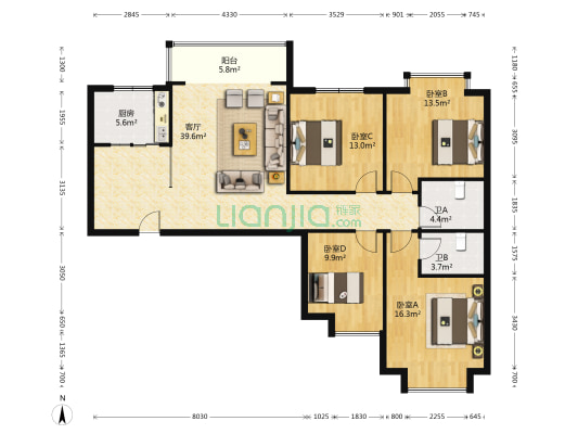 浅水湾 4室1厅2卫 137平方
