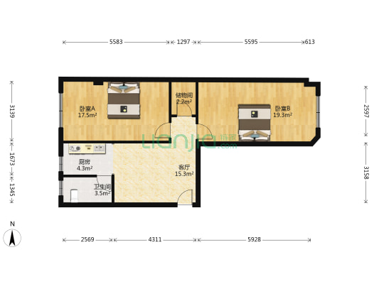洞庭街40号 2室1厅1卫 76平方