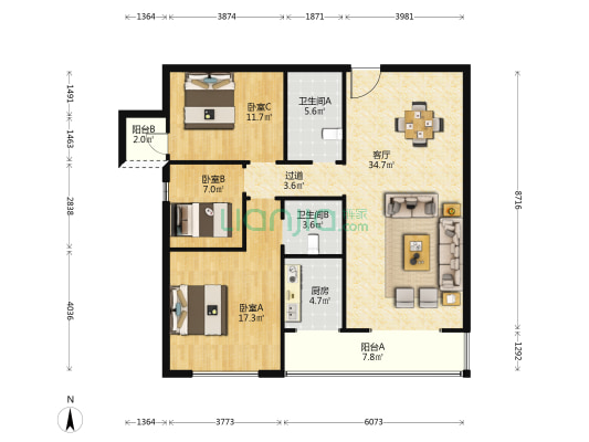 御城大公馆 3室1厅2卫 133平方