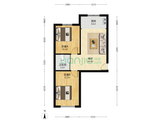新地山湾C区 2室1厅1卫 67平方