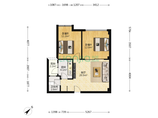 红城 2室1厅1卫 62平方