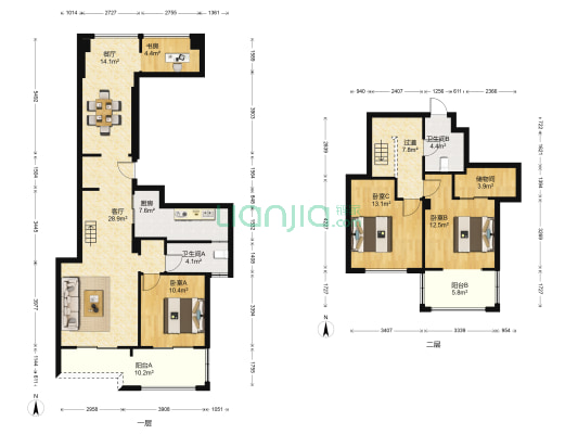 大家小墅 4室2厅2卫 104平方