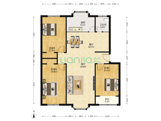 康乐供水小区 3室2厅1卫 142平方