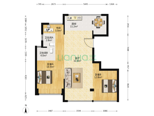 国鸿锦悦府 3室1厅2卫 111平方
