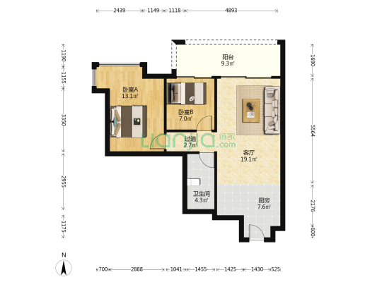 富力湾四期 2室1厅1卫 77平方