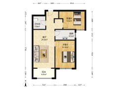 牛津花园  双南向两居  87万-涿州鹏渤印象城牛津花园户型图