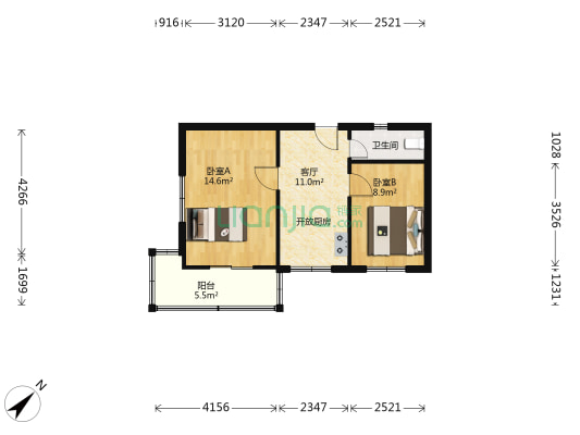 平顺里 2室1厅1卫 59平方