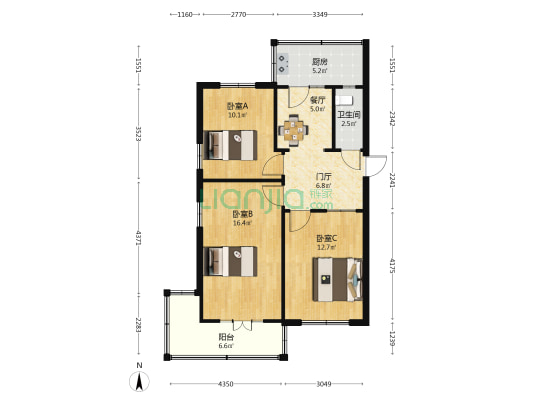 春光院 3室1厅1卫 70平方