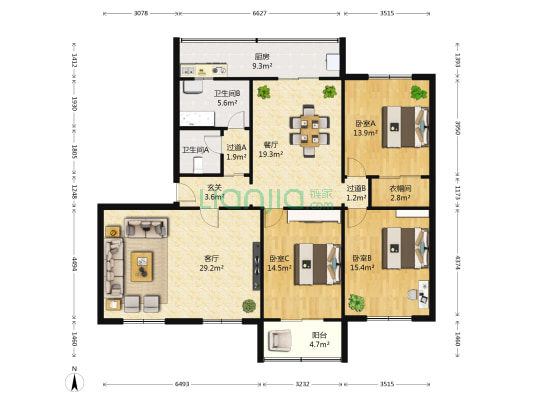 福春七小区(春七路) 3室2厅2卫 159平方
