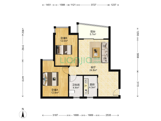 今宏家苑 2室1厅1卫 80平方