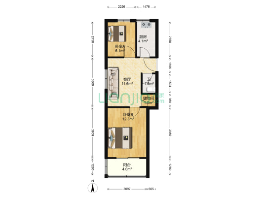 东华街9号院 2室1厅1卫 50平方