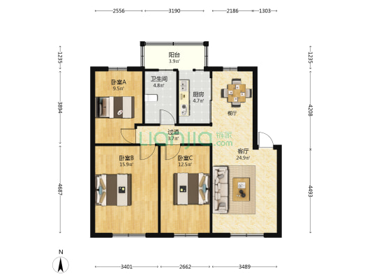 人和大厦 3室1厅1卫 101平方