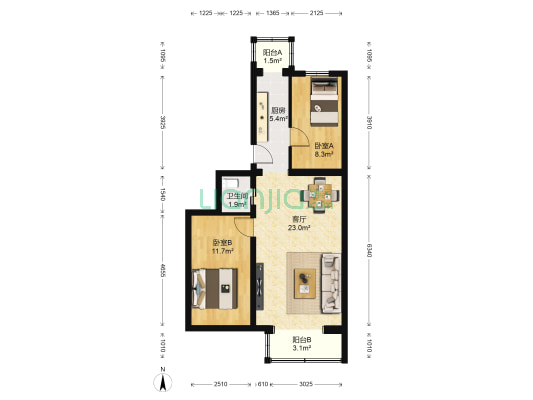 丰台南路108号院 2室1厅1卫 71平方