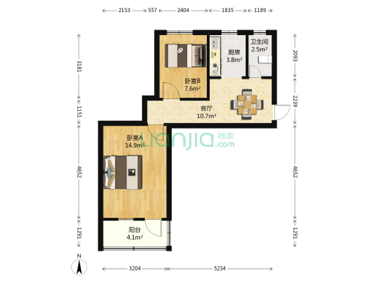 窑岗村 2室1厅1卫 52平方