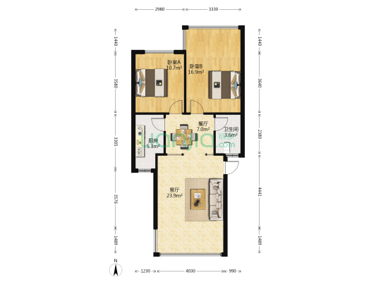 九华路西巷1号 2室2厅1卫 76平方