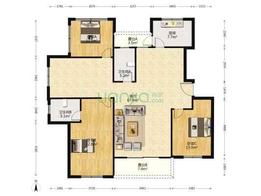 左岸绿洲 3室1厅2卫 320平方