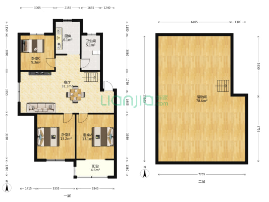 李集小区 3室1厅1卫 106平方