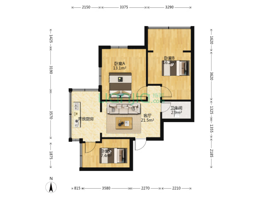 永康路11号 3室1厅1卫 61平方