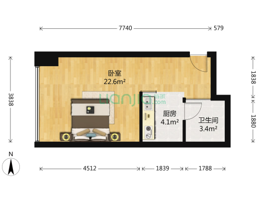 锦盈大厦 1室0厅1卫 46平方