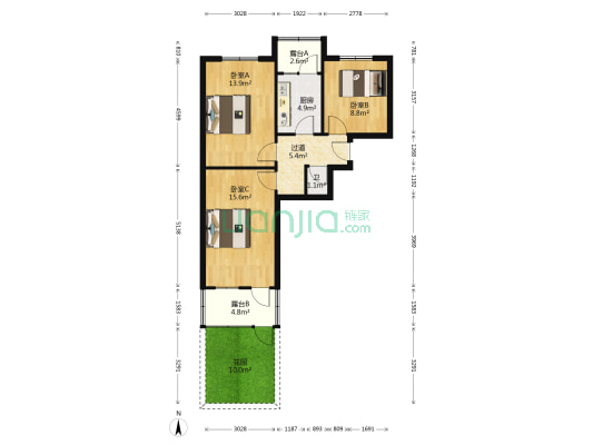 建国小经五路 3室0厅1卫 67平方