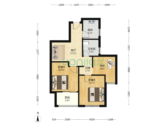 塘湾名苑 3室1厅1卫 73平方