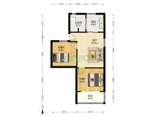 东太平巷 2室1厅1卫 59平方