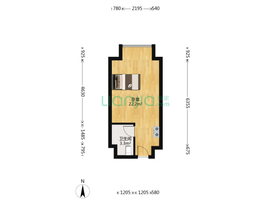 合景峰汇商务广场 1室0厅1卫 34平方