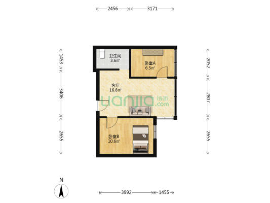 东平花园 2室1厅1卫 43平方