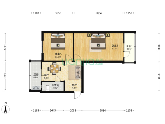 桃园北路29号 2室2厅1卫 64平方