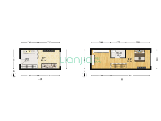 中骏六号街区（琉金街区) 1室1厅1卫 36平方
