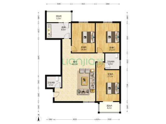 三益东苑 3室1厅2卫 152平方